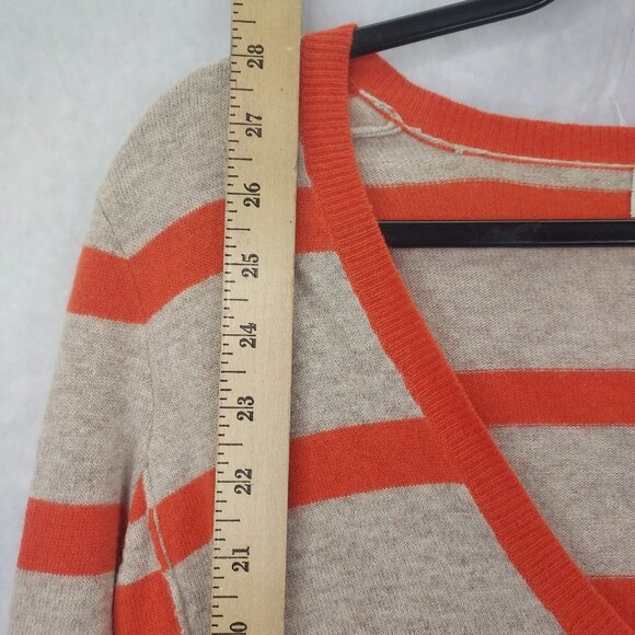 Wallace J Crew Sweater Women S Ex-Boyfriend Striped V-Neck Wool Cashmere Rabbit - Picture 10 of 12